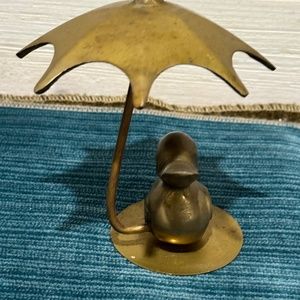 MCM Brass Sitting Duckling Under Umbrella Made In India